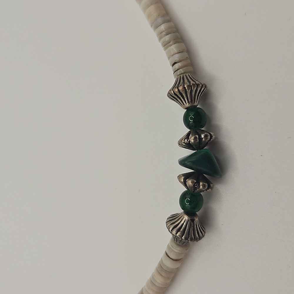 Source Unknown Silver And Green Beaded Bracelet - image 8